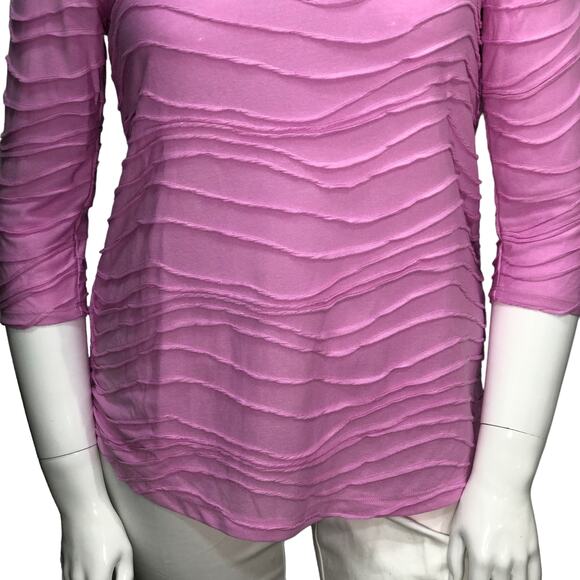 Chicos Top Womens Size 1 US 8 Pink Knit Shirt Blouse Textured 3/4 Sleeve NEW - Picture 3 of 13